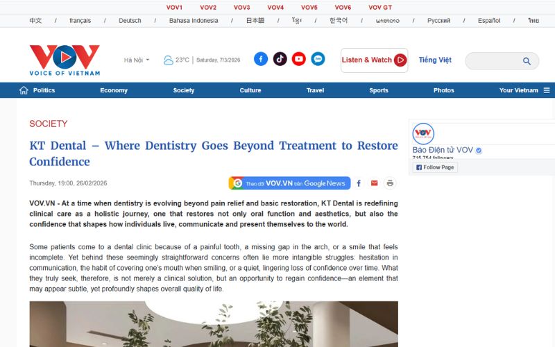 VOV English article about how KT Dental restore confidence beyond treatment